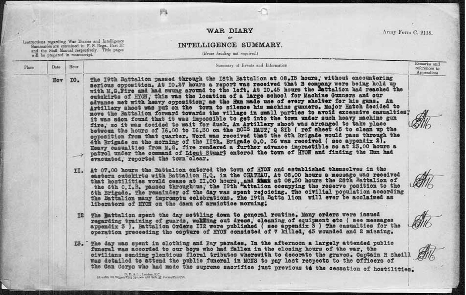 War Diary Excerpt